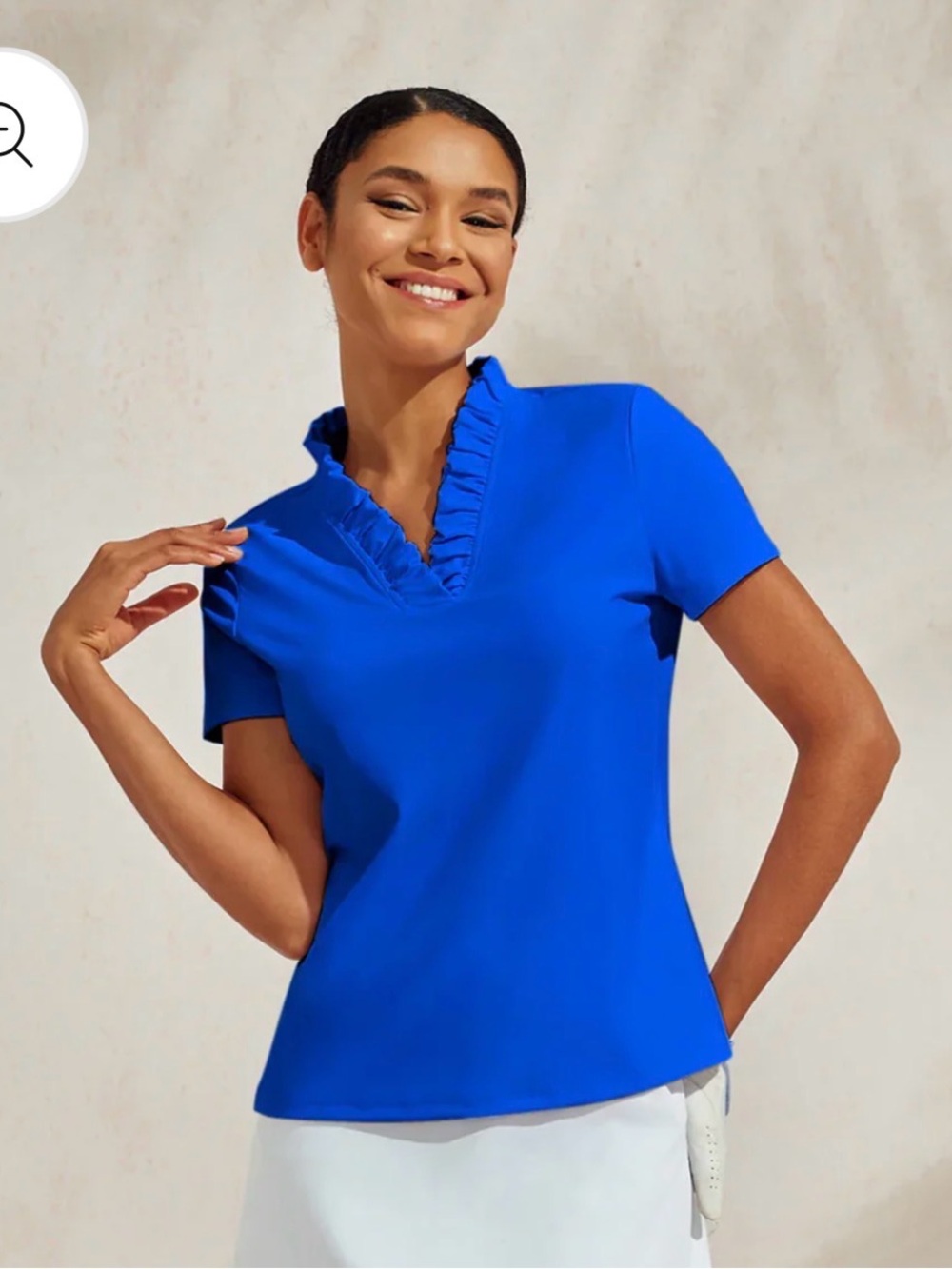 Acegolfs More than Basic Ruffled V-Neck Polo Top UPF+50 Golf Quick Dry Outdoor